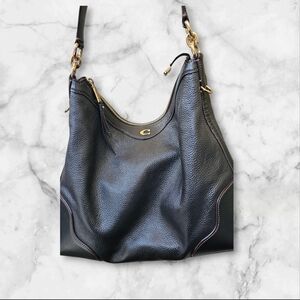 Coach Ivie Pebbled Leather Shoulder Bag — Black/Gold Hardware